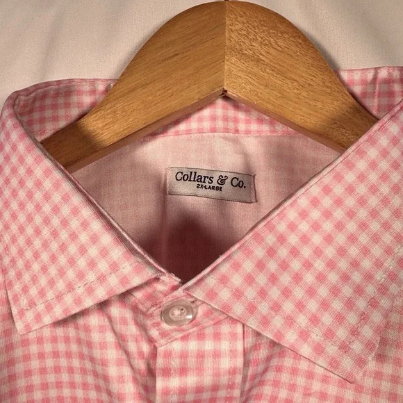 Collars And Co Button Up Shirt Mens 2XL Business Casual Office Gingham XXL Check - Picture 3 of 5